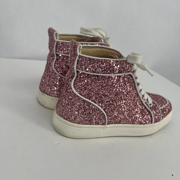 Christian Louboutin Sparkling Pink High-Top Sneakers - Picture 5 of 15